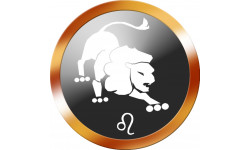 signe du zodiaque lion rond doré - 8cm - Sticker/autocollant