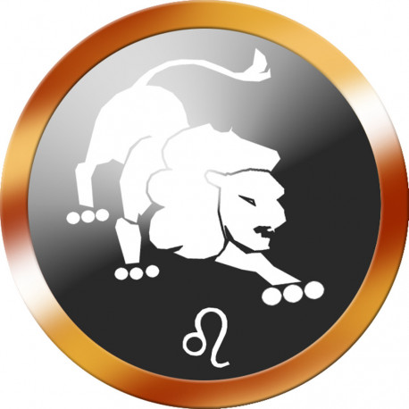 signe du zodiaque lion rond doré - 8cm - Sticker/autocollant