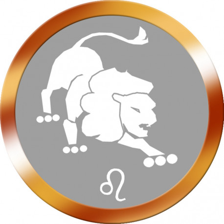 signe zodiaque lion rond doré - 8cm - Sticker/autocollant