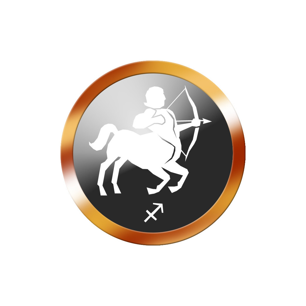 signe du zodiaque sagittaire rond doré - 5cm - Sticker/autocollant