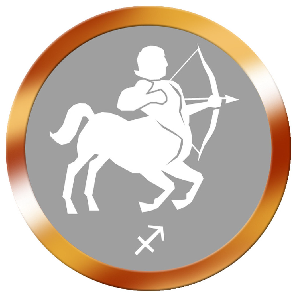 signe zodiaque sagittaire rond doré - 5cm - Sticker/autocollant