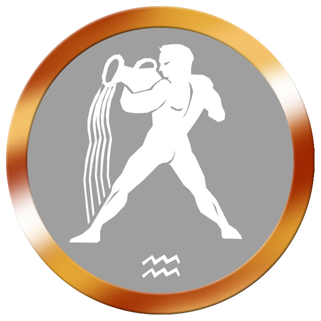 signe zodiaque verseau rond doré - 8cm - Sticker/autocollant