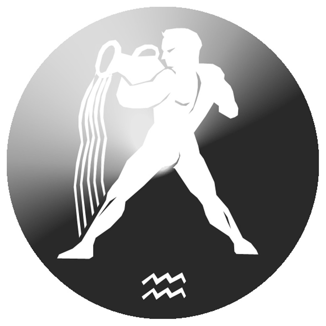 signe du zodiaque verseau rond - 8cm - Sticker/autocollant