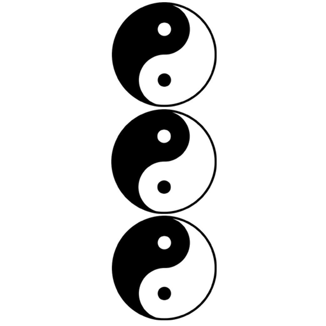 YIN YANG classique - 3 stickers de 9,5 cm - Sticker/autocollant