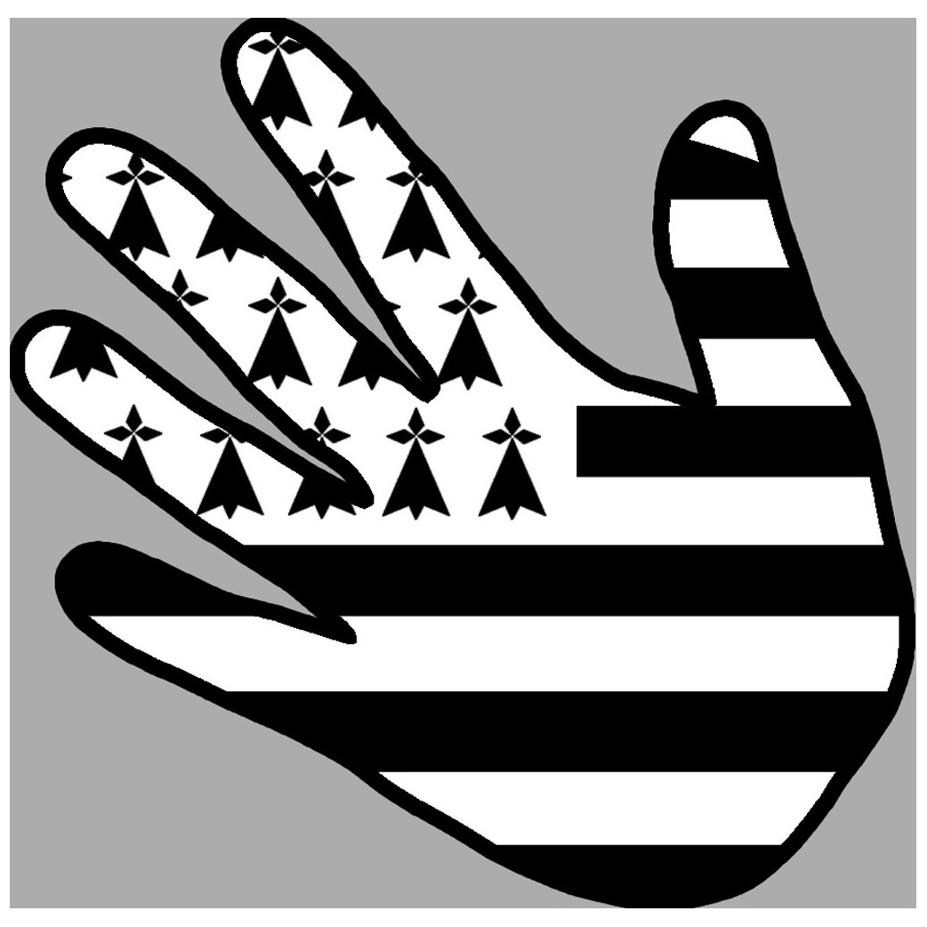 main drapeau breton - 20x20cm - Sticker/autocollant