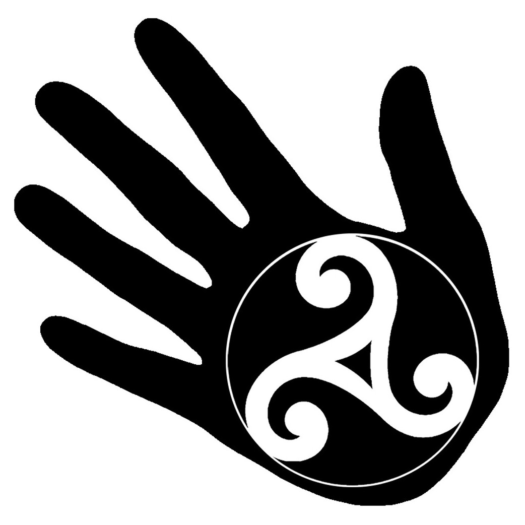 main triskel blanc fond noir - 10x10cm - Sticker/autocollant