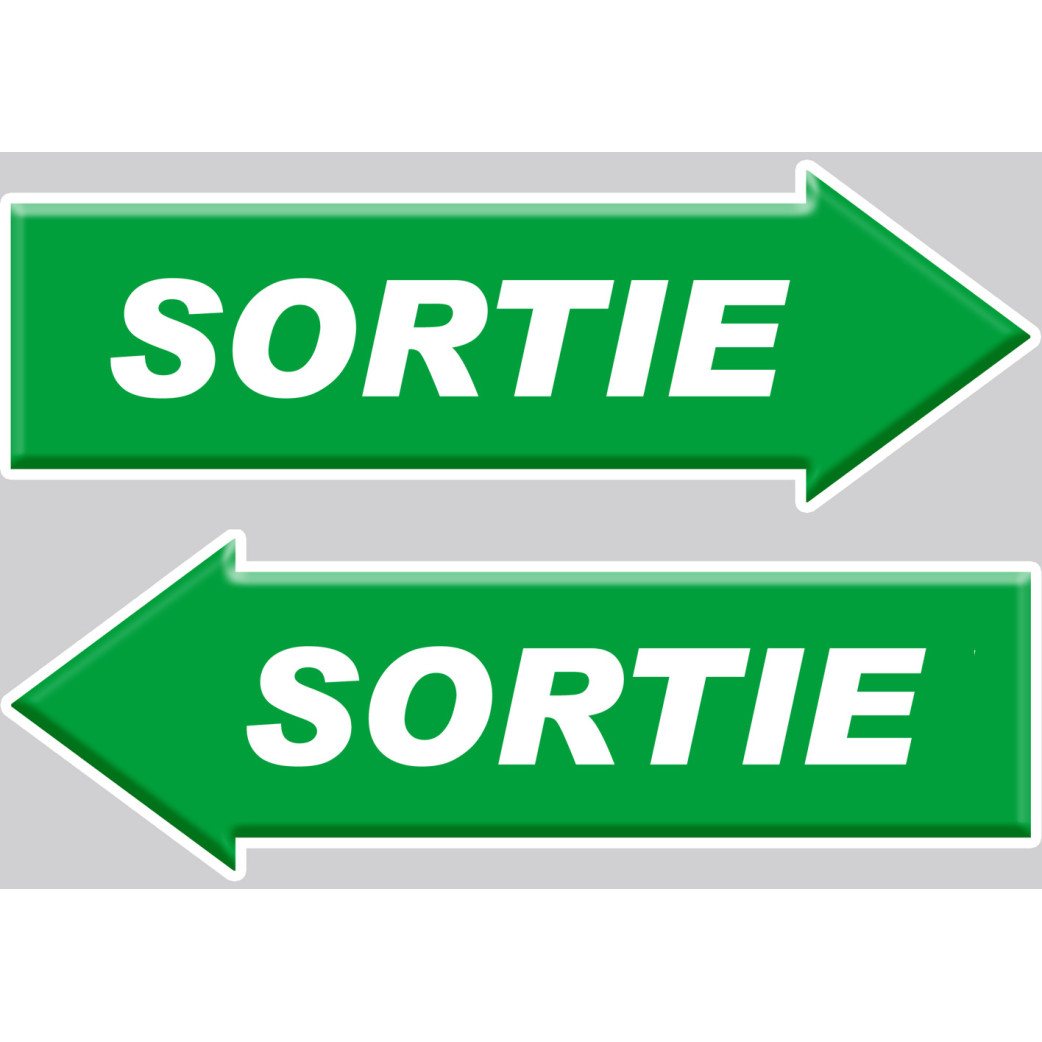 sortie flèche droite et gauche - 2 stickers 20x7cm - Sticker/autocollant