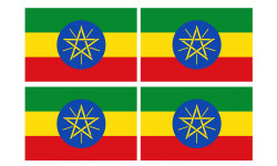 Drapeau Ethiopie - 4 stickers - 9.5 x 6.3 cm - Sticker/autocollant