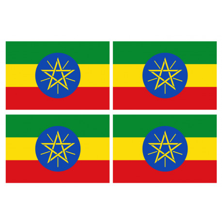 Drapeau Ethiopie - 4 stickers - 9.5 x 6.3 cm - Sticker/autocollant