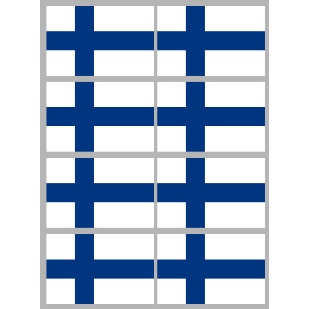 Drapeau Finlande - 8 stickers - 9.5 x 6.3 cm - Sticker/autocollant