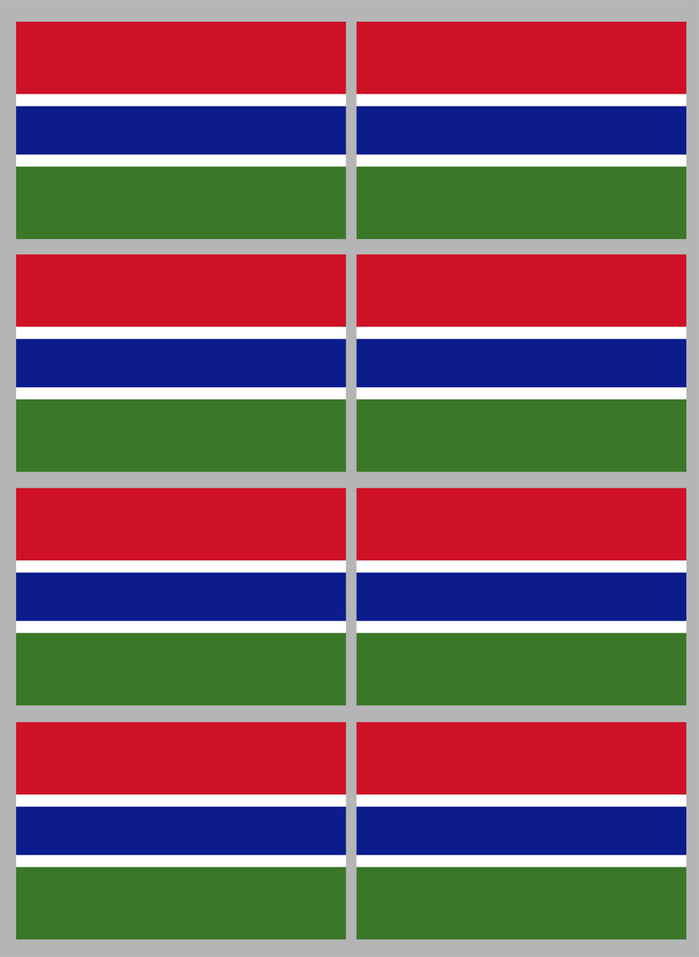 Drapeau Gambie - 8 stickers - 9.5 x 6.3 cm - Sticker/autocollant