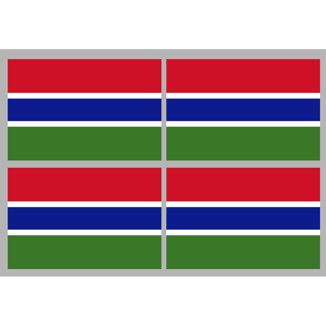 Drapeau Gambie - 4 stickers - 9.5 x 6.3 cm - Sticker/autocollant