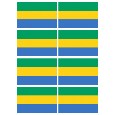 Drapeau Gabon - 8 stickers - 9.5 x 6.3 cm - Sticker/autocollant