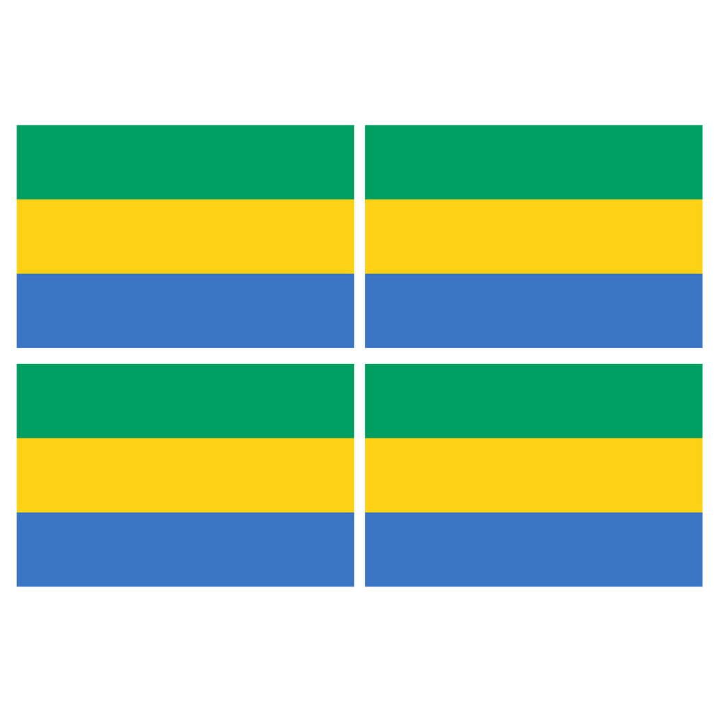 Drapeau Gabon - 4 stickers - 9.5 x 6.3 cm - Sticker/autocollant