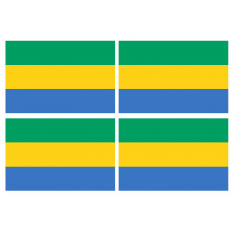 Drapeau Gabon - 4 stickers - 9.5 x 6.3 cm - Sticker/autocollant
