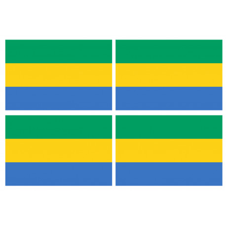 Drapeau Gabon - 4 stickers - 9.5 x 6.3 cm - Sticker/autocollant