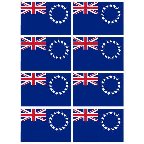 Drapeau îles Cook - 8 stickers - 9.5 x 6.3 cm - Sticker/autocollant