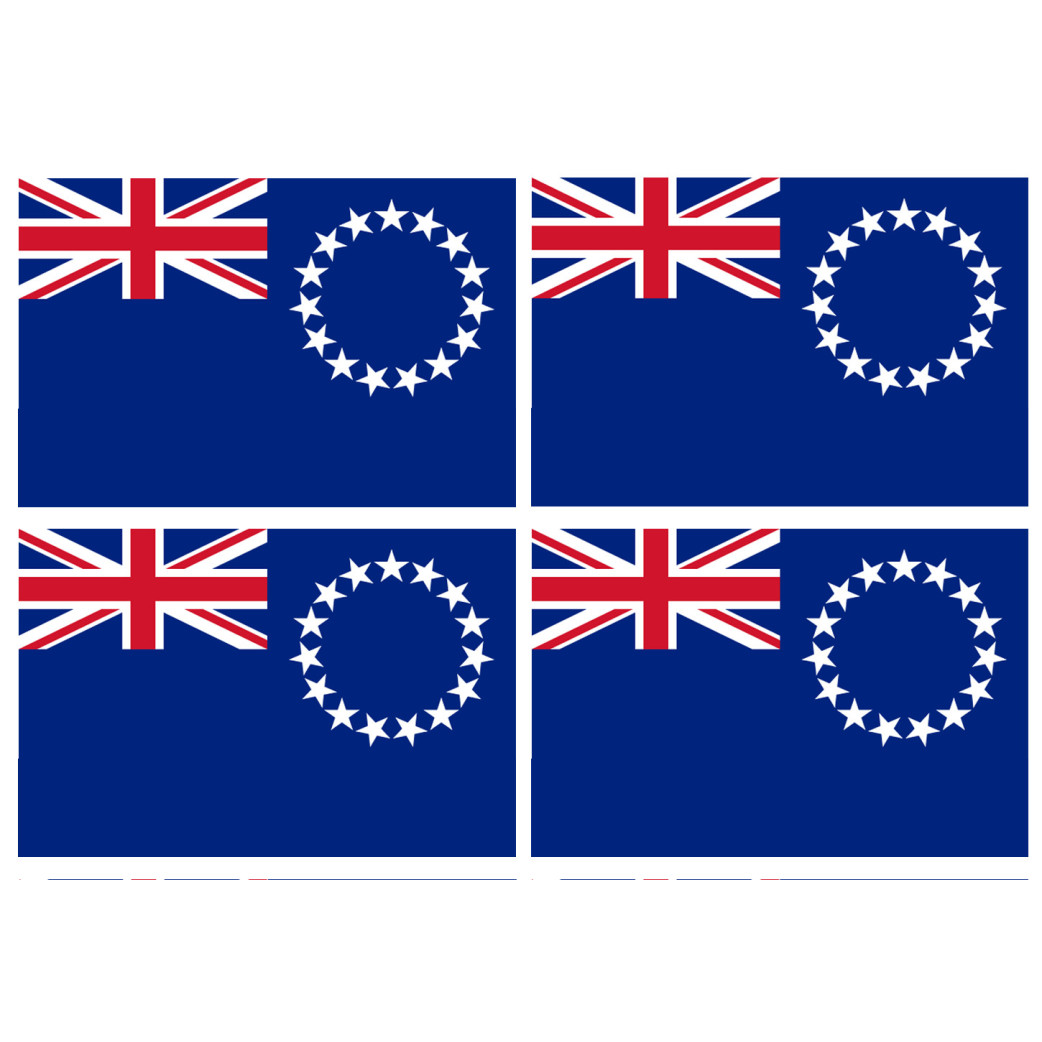 Drapeau îles Cook - 4 stickers - 9.5 x 6.3 cm - Sticker/autocollant