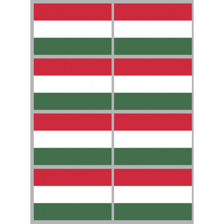 Drapeau Hongrie - 8 stickers - 9.5 x 6.3 cm - Sticker/autocollant