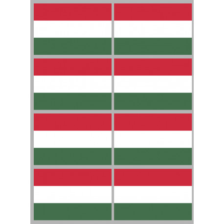 Drapeau Hongrie - 8 stickers - 9.5 x 6.3 cm - Sticker/autocollant