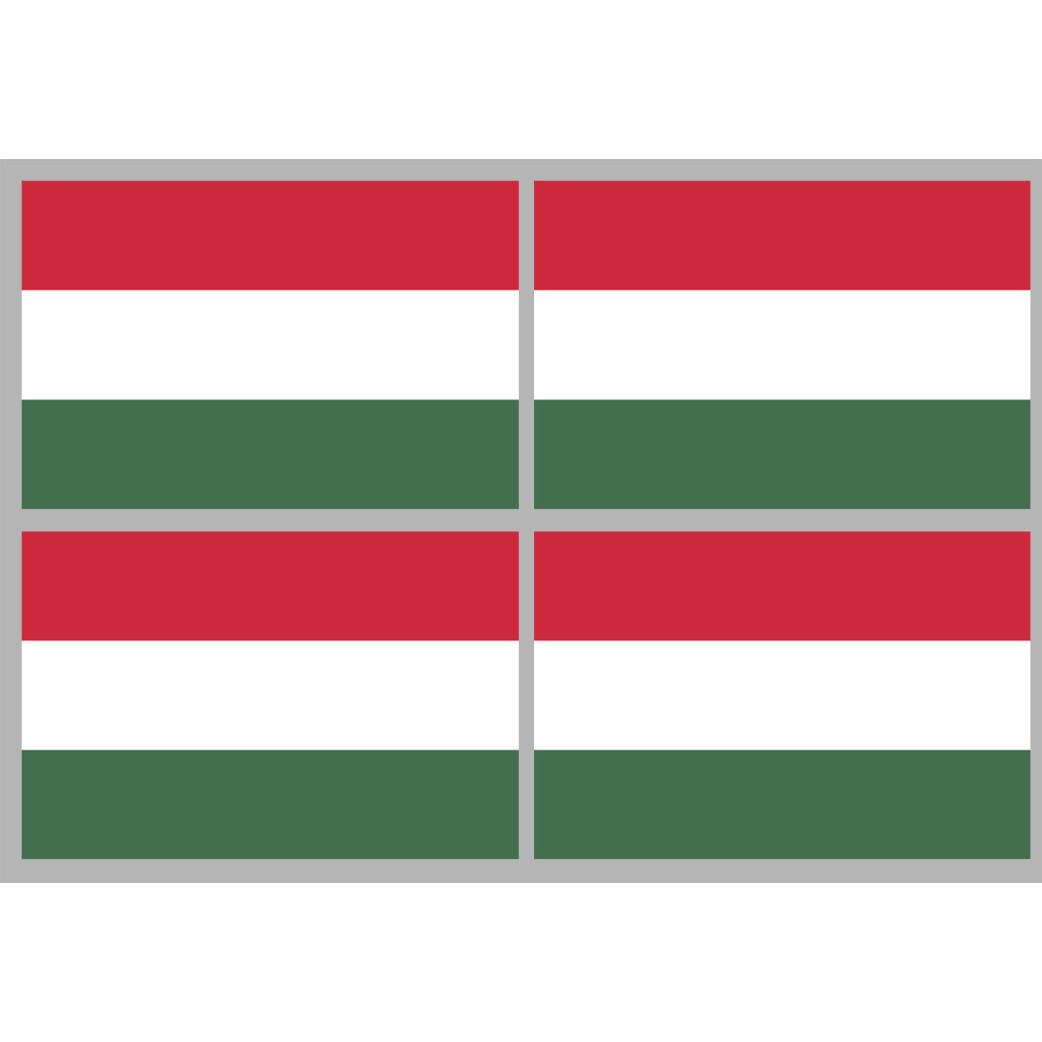 Drapeau Hongrie - 4 stickers - 9.5 x 6.3 cm - Sticker/autocollant