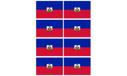 Drapeau Haïti - 8 stickers - 9.5 x 6.3 cm - Sticker/autocollant