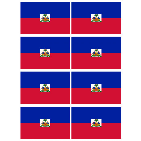 Drapeau Haïti - 8 stickers - 9.5 x 6.3 cm - Sticker/autocollant