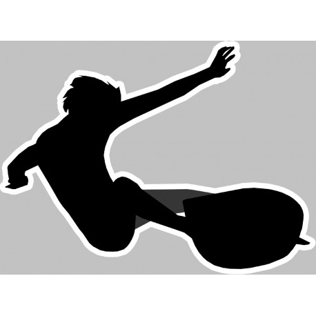silhouette surf - 5x3.5cm - Sticker/autocollant