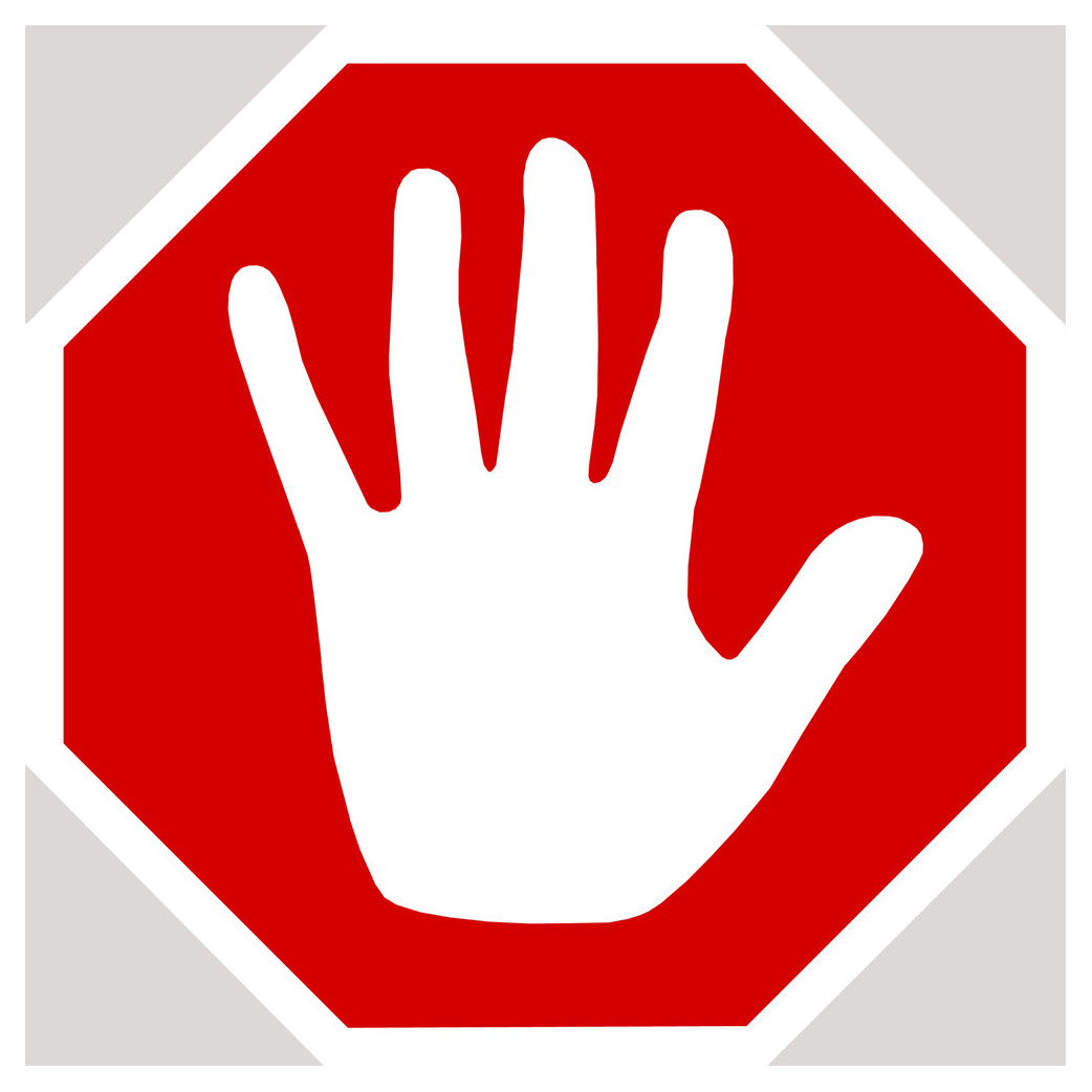 STOP MAIN - 10x10cm - Sticker/autocollant