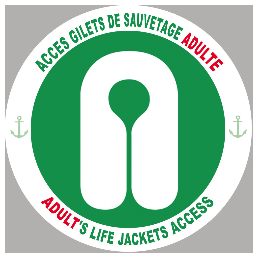 ACCES GILETS DE SAUVETAGE ADULTE - 5cm - Sticker/autocollant