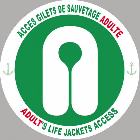 ACCES GILETS DE SAUVETAGE ADULTE - 5cm - Sticker/autocollant