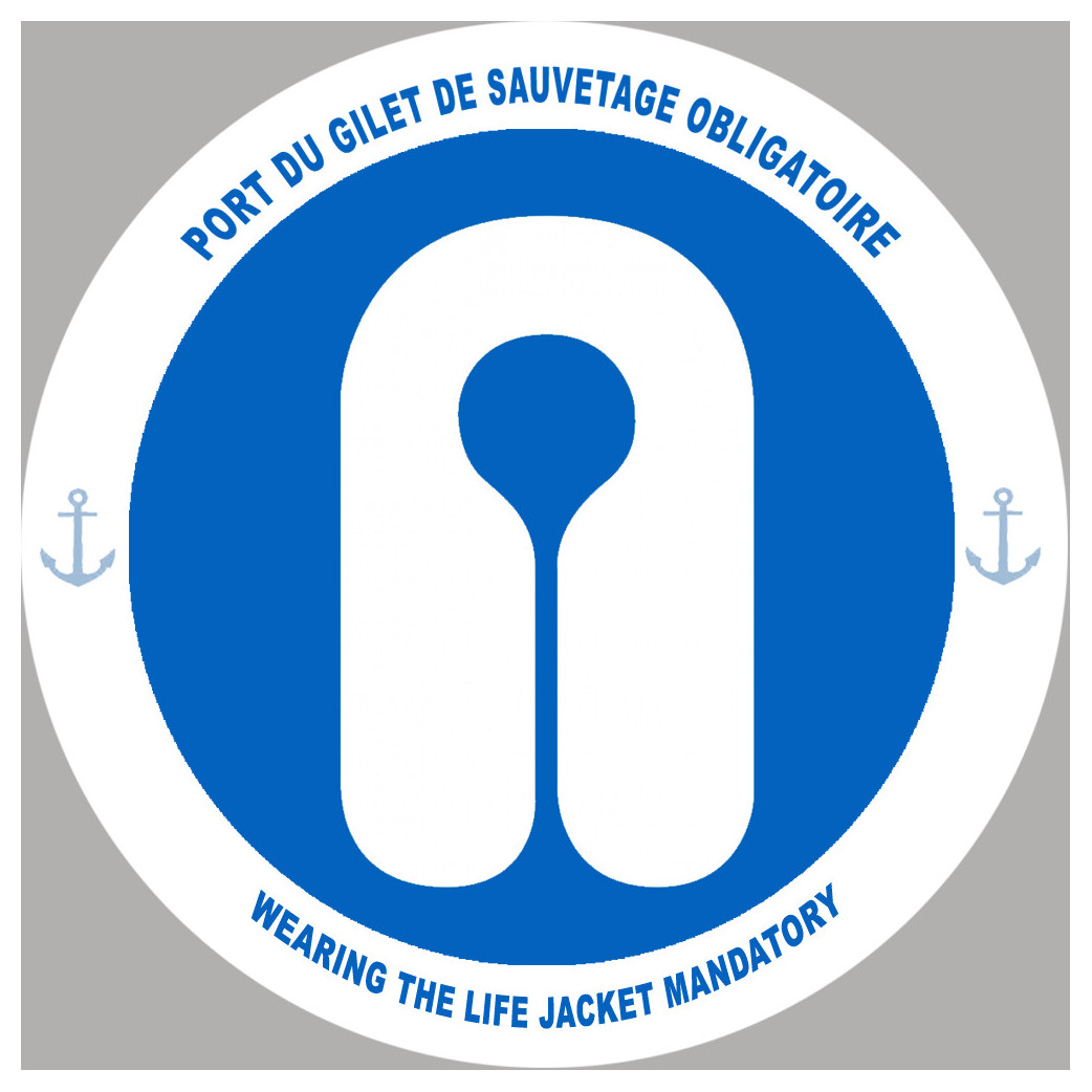 PORT DU GILET DE SAUVETAGE OBLIGATOIRE - 20cm - Sticker/autocollant