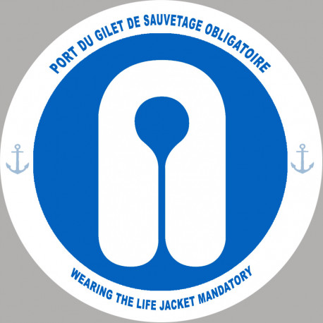 PORT DU GILET DE SAUVETAGE OBLIGATOIRE - 20cm - Sticker/autocollant