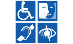 Sticker / autocollant : Planche accès handicapés - 20x20cm