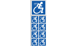 handisport fauteuil - 1 sticker de 10cm / 8 stickers de 5cm - Sticker/autocollant