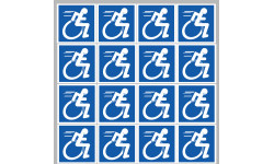 handisport fauteuil - 16 stickers de 5cm - Sticker/autocollant