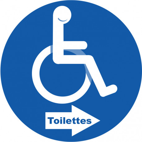 pictogramme toilettes pour handicapés directionnel droite - 10cm - Sticker/autocollant