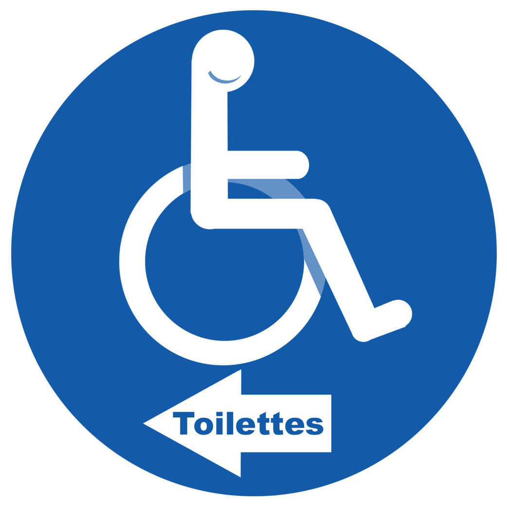 toilettes handicapés directionnel gauche - 20cm - Sticker/autocollant