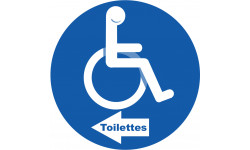 pictogramme toilettes pour handicapés directionnel gauche - 20cm - Sticker/autocollant