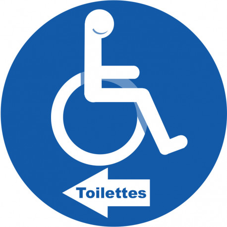pictogramme toilettes pour handicapés directionnel gauche - 5cm - Sticker/autocollant