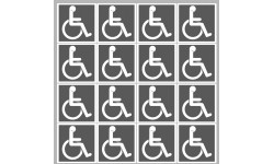 handicap moteur gris - 16 stickers de 5cm - Sticker/autocollant