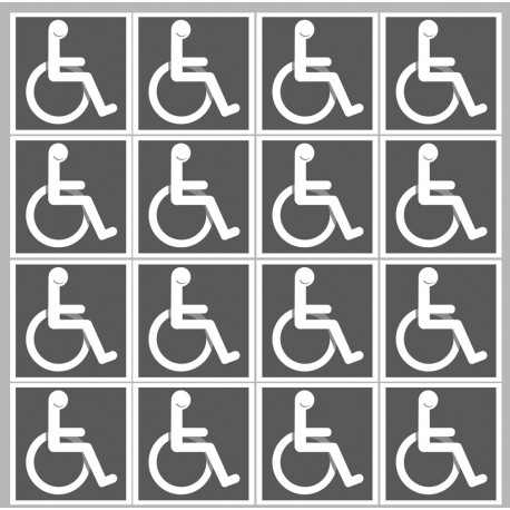 handicap moteur gris - 16 stickers de 5cm - Sticker/autocollant