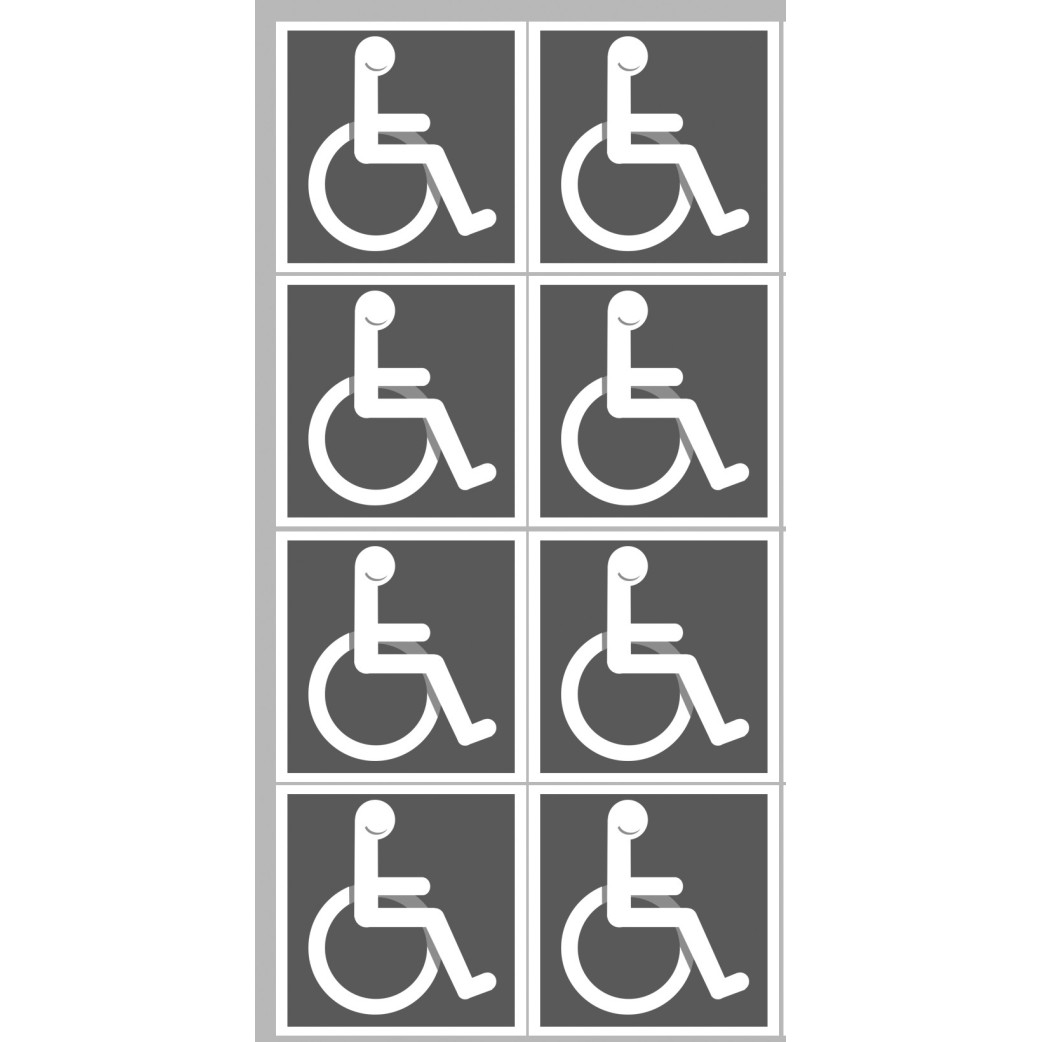 handicap moteur gris - 8 stickers de 5cm - Sticker/autocollant