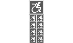 handisport fauteuil - 1 stickers de 10cm et 8 stickers de 5cm - Sticker/autocollant
