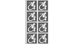 handisport fauteuil gris - 8 stickers de 5cm - Sticker/autocollant