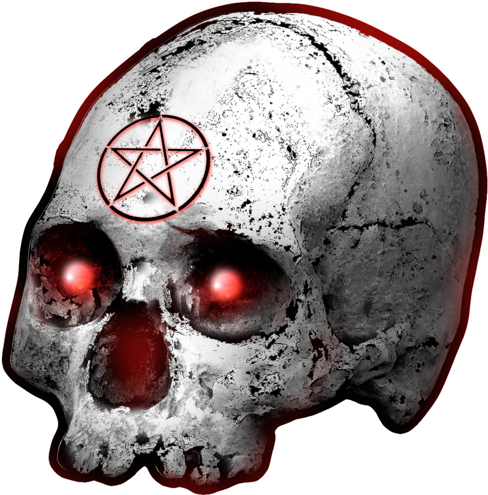crâne étoile pentagramme gauche - 20x20cm - Sticker/autocollant