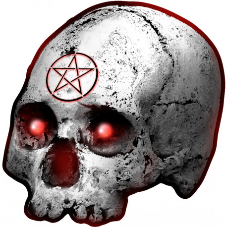 crâne étoile pentagramme gauche - 15x15cm - Sticker/autocollant