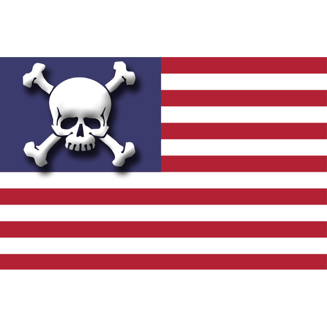 drapeau US crâne - 19,5x13cm - Sticker/autocollant