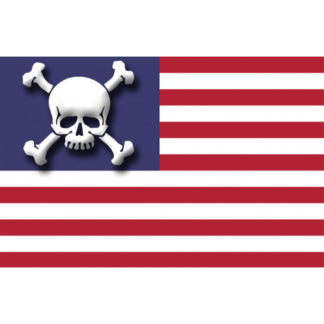 drapeau US crâne - 5x3.3cm - Sticker/autocollant