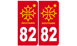 immatriculation 82 occitanie - 2 stickers de 10,2x4,6cm - Sticker/autocollant